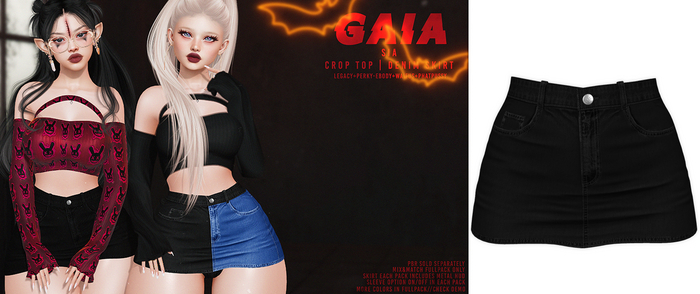 Gaia - sia denim skirt - black