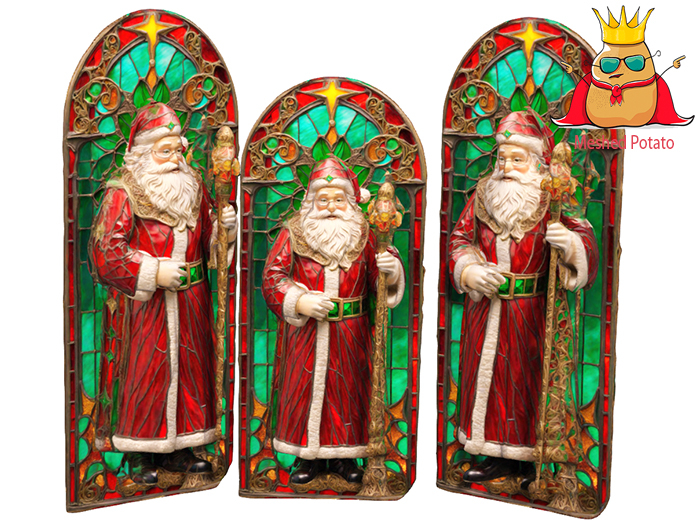 Meshed Potato - Stained Glass Santa  Full Perm