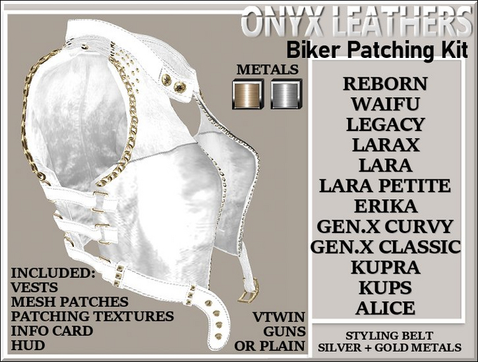 White + Gold Bikers Patching kit - v4