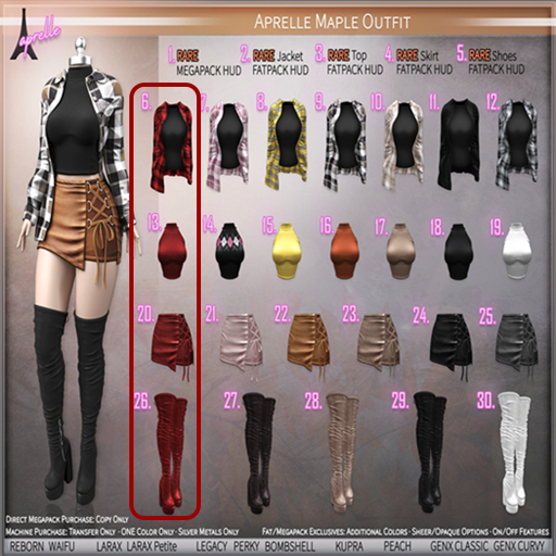 Aprelle Maple SET - Red - 6-13-20-26 for REBORN