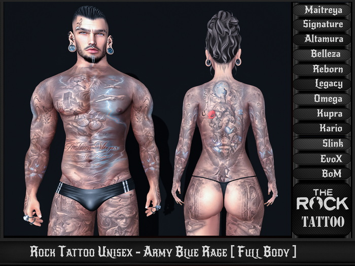 Rock Tattoo Unisex - Army Blue Rage [ Full Body ]