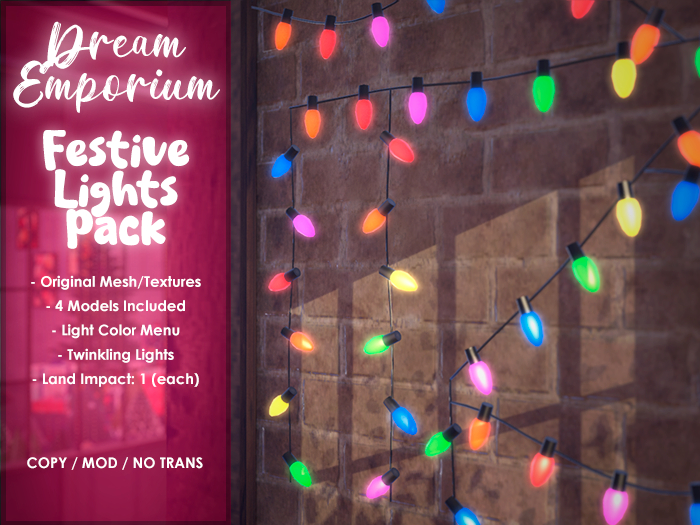 Second Life Marketplace - [Dream Emporium] Festive Lights Pack