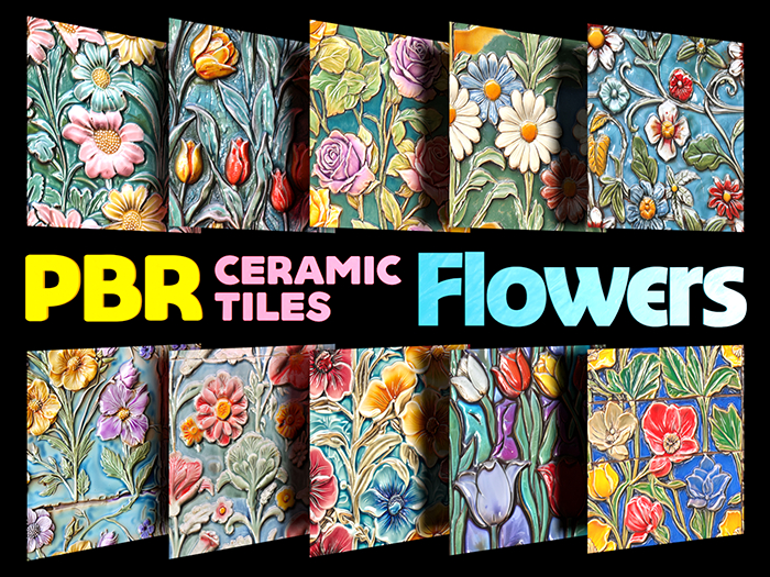 EA Design ♦ PBR - Ceramic Tiles - Flowers - Set 01