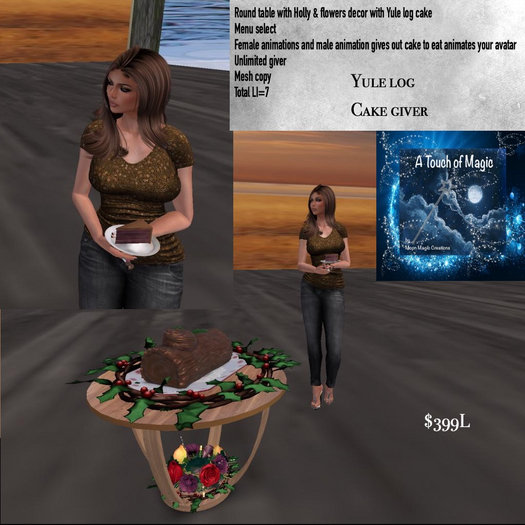Yule Log round table cake giver Box LI=7