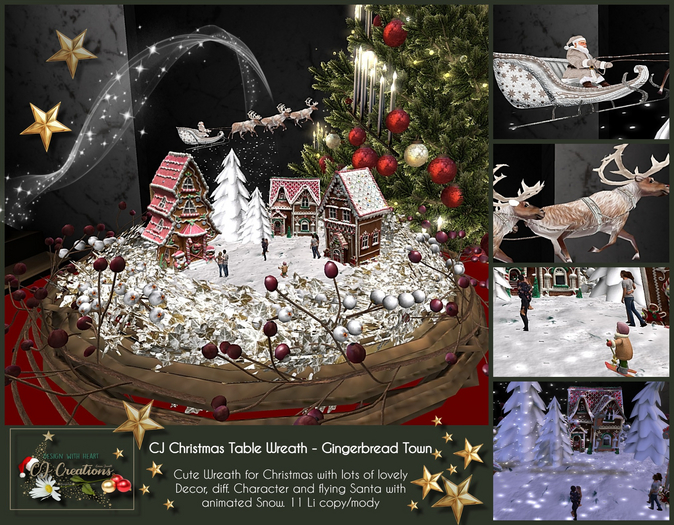 CJ Christmas Table Wreath - Gingerbread Town