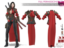 Full Perm Female Medieval Swords Master Crimson Top and Cloak Legacy Maitreya 5.3 LaraX Slink Belleza Ebody Reborn