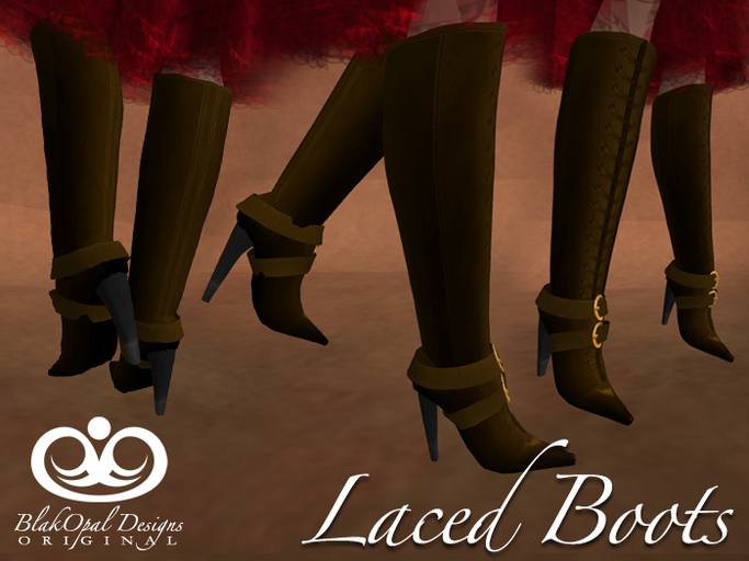 Laced Spike-Heel Boots For Ladies - Brown