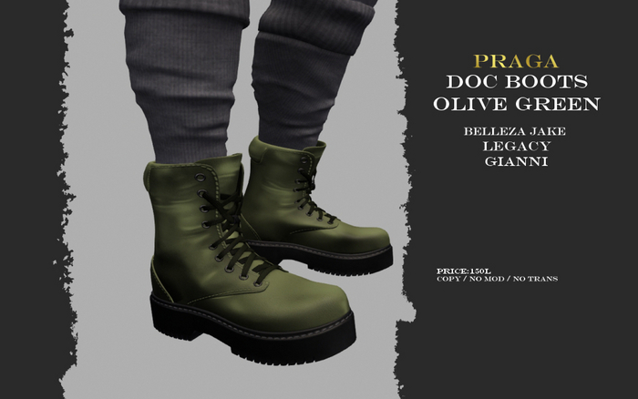 Praga Doc Boots - Olive Green