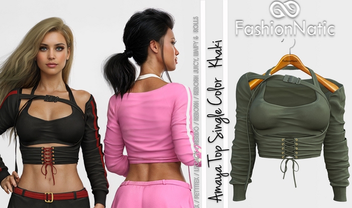 Top Amaya Khaki - LaraX, PetiteX, Legacy, Nerido, Reborn, Waifu, Rolls - FashionNatic