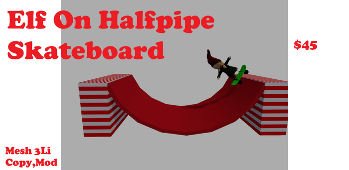Elf on Halfpipe Skateboard