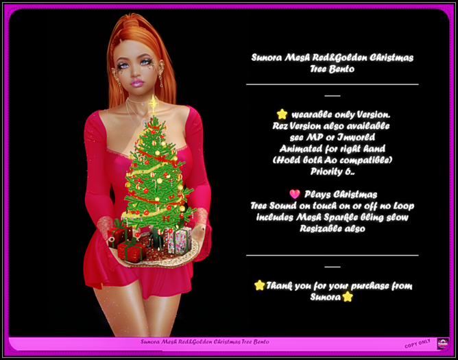 Sunora Mesh Red&Golden Christmas Tree Bento