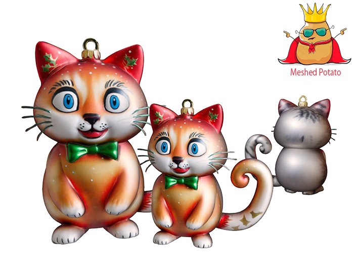 Meshed Potato - Christmas Cat Ornament Full Perm