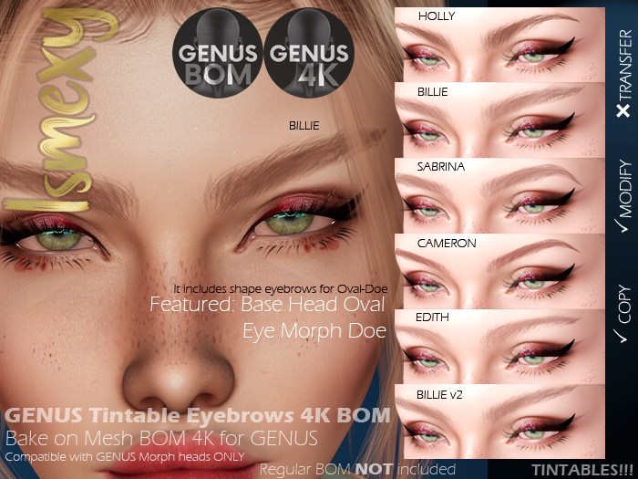 [Is] GENUS Eyebrows BOM 4K TINTABLE