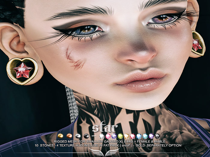 A*S STAR_^^Swallow^^Gauged XL Ears _FATPACK_(wear me)