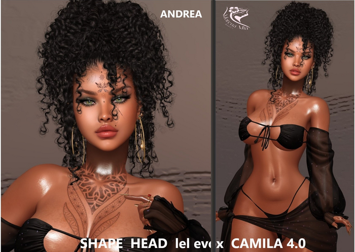 ANDREA  SHAPE HEAD EvoX  CAMILA  4.0 Lelutka (Maitreya,larax,legacy,,Reborn,Erika ,,Belleza Gen.X Curvy.Kupra