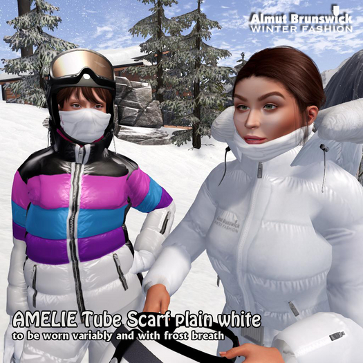 AMELIE tube scarf plain white frost breath