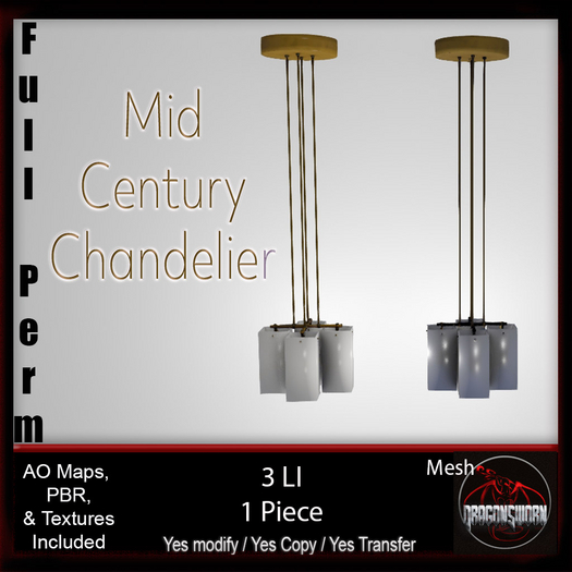 Full Perm Mid Century Box Chandelier