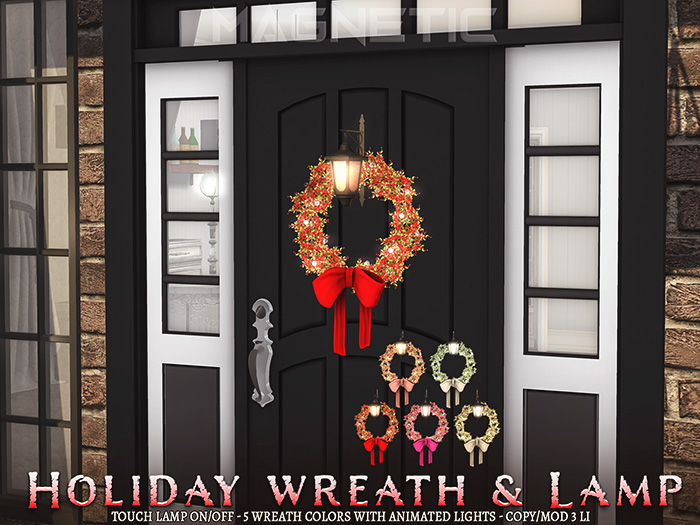 Magnetic - Holiday Wreath & Lamp