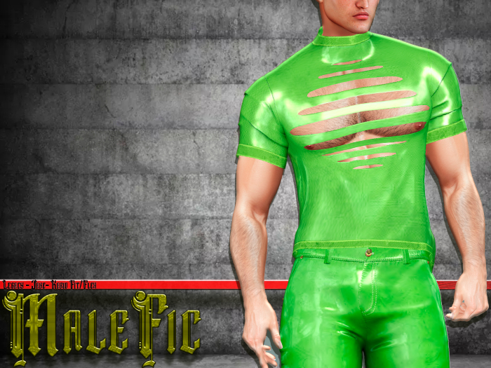 !!MaleFic Love Plastic SHIRT-GREEN LATEX