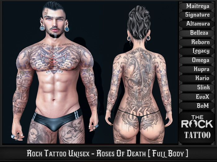 Rock Tattoo Unisex - Roses Of Death [ Full Body ]
