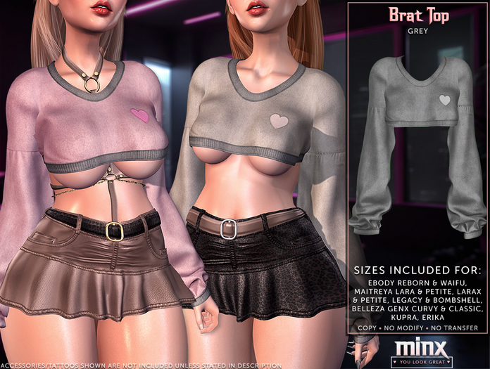Minx - Brat Top - Grey (add me)