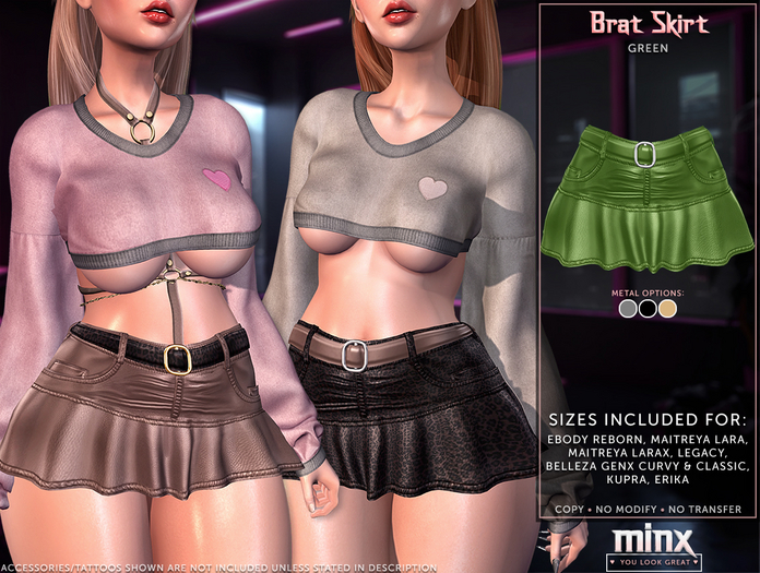 Minx - Brat Skirt - Green (add me)