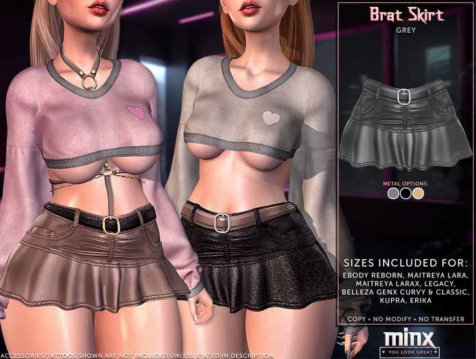 Minx - Brat Skirt - Grey (add me)
