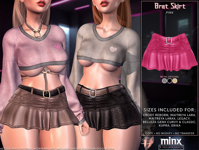 Minx - Brat Skirt - Pink (add me)