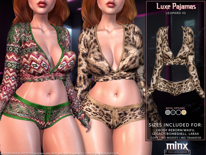 Minx - Luxe Pattern Pajamas - Leopard V1 (add me)