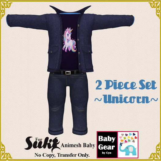 Suki Baby Jacket Pant Set - Unicorn (Bag)