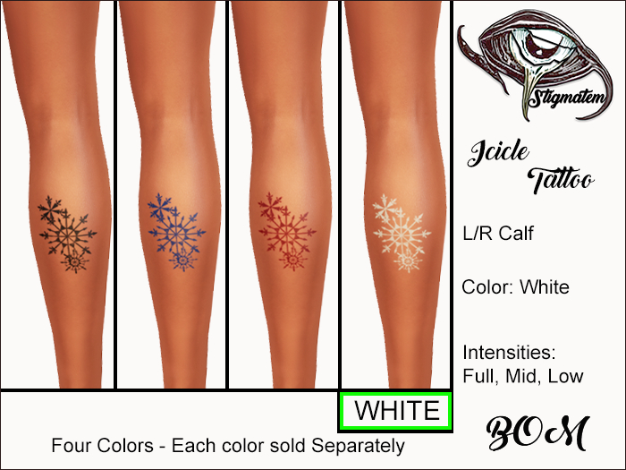 Stigmatem Icicle L/R Calf White BOM Tattoo