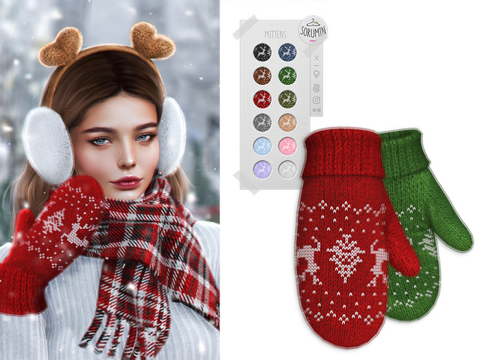 -Sorumin- Get warm SET -Mittens-