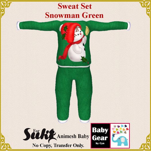 Suki Baby Sweat Set - Snowman Green (Bag)