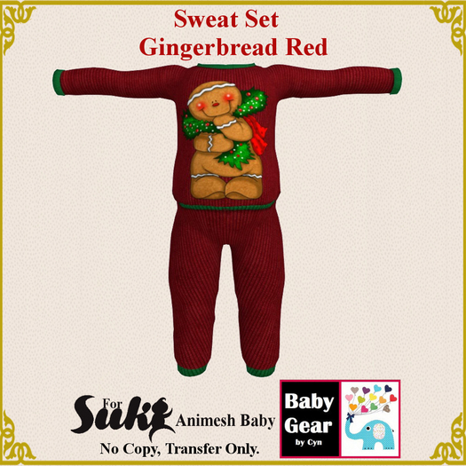 Suki Baby Sweat Set - Gingerbread Red (Bag)
