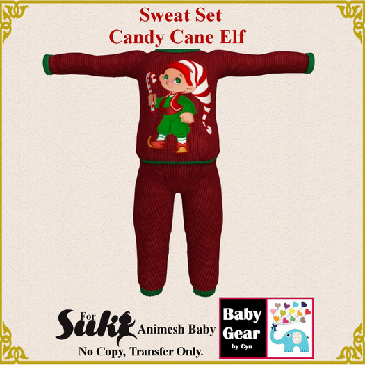 Suki Baby Sweat Set - Candy Cane Elf (Bag)