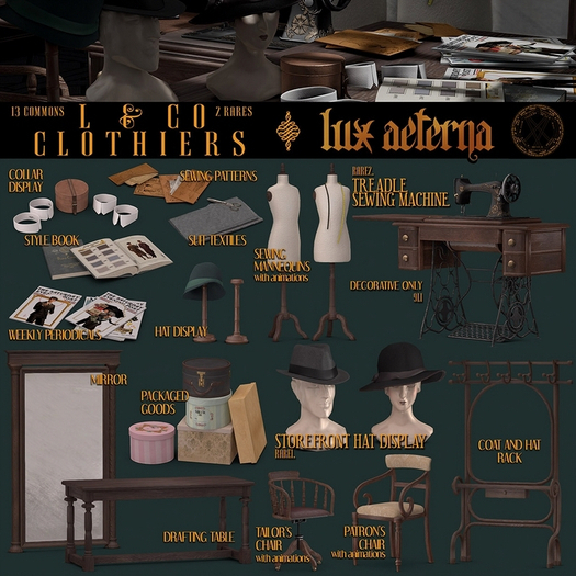 LUX AETERNA [L & Co. Clothiers] Treadle Sewing Machine RARE