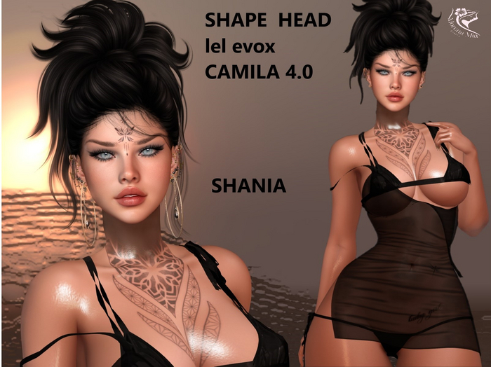SHANIA SHAPE HEAD EvoX  CAMILA  4.0 Lelutka (Maitreya,larax,legacy,,Reborn,Erika ,,Belleza Gen.X Curvy.Kupra