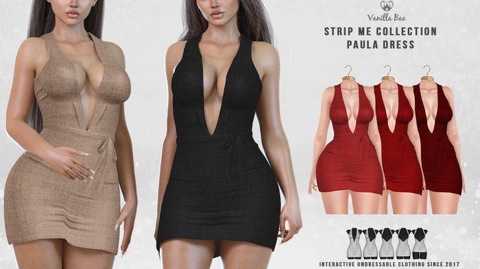 *Vanilla Bae* Paula Dress - Red 3 Pack - Strip Me Interactive - Maitreya / LaraX / Legacy / Ebody Reborn
