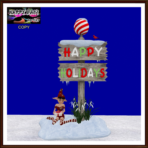 Christmas - Elf Girl and Candy Pole Sign