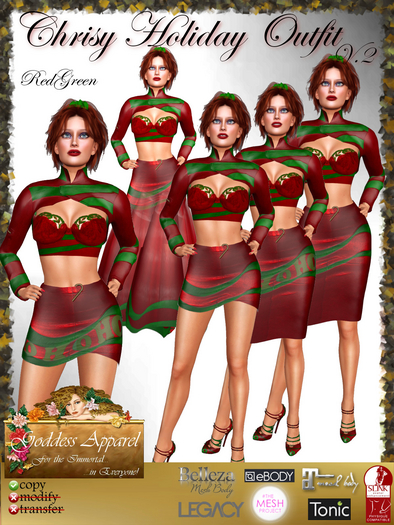 *Goddess* Chrisy Holiday Outfit v.2 - RedGreen