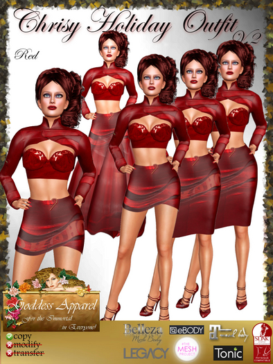 *Goddess* Chrisy Holiday Outfit v.2 - Red