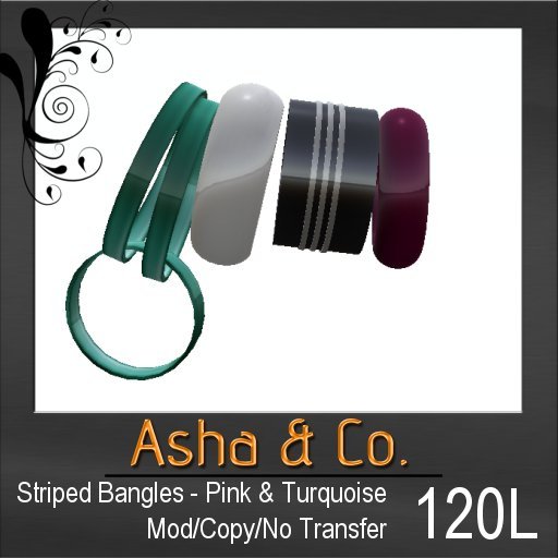 Striped Bangles Pink & Turquoise - Asha & Co.