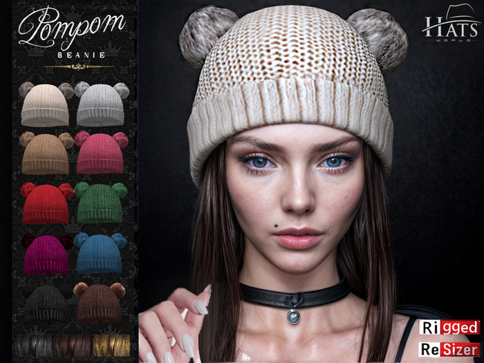 [HW] PONPON BEANIE WITH HAIR