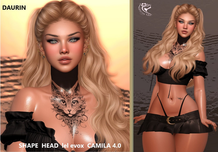  DAURIN SHAPE HEAD EvoX  CAMILA  4.0 Lelutka (Maitreya,larax,legacy,,Reborn,Erika ,,Belleza Gen.X Curvy.Kupra