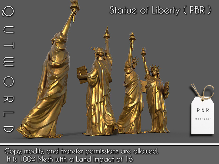 .::QUTWORLD Gold Statue of Liberty_PBR::.FP 