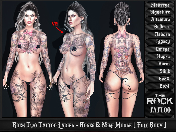 Rock Two Tattoo Ladies - Roses & Mini Mouse [ Full Body ]
