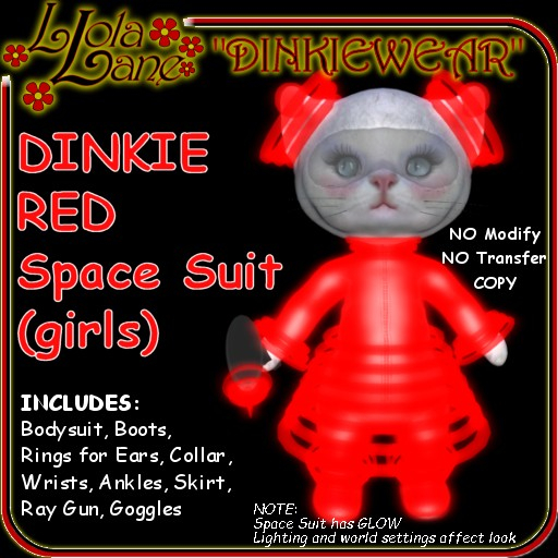 dinkie tiny DINKIEWEAR RED SPACE SUIT (girls) wSKIRT