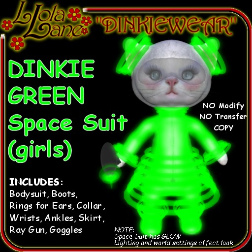 dinkie tiny DINKIEWEAR GREEN SPACE SUIT (girls) wSKIRT