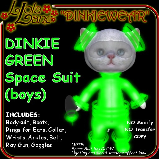 dinkie tiny DINKIEWEAR GREEN SPACE SUIT (boys boy) wBELT