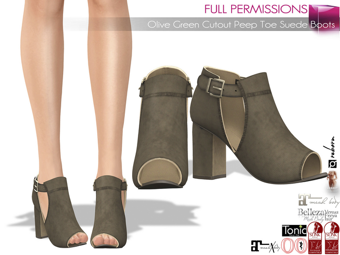 Full Perm Olive Green Cutout Peep Toe Suede Boots For Legacy Maitreya 5.3 LaraX Slink Belleza Tonic Ocacin Ebody Reborn